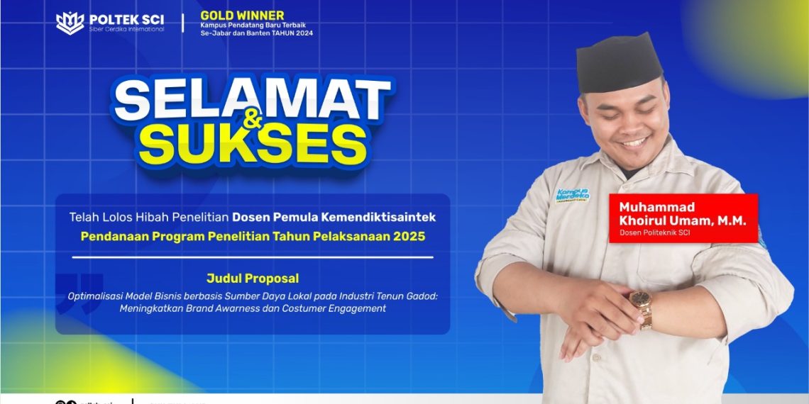Dosen Poltek SCI Muhammad Khoirul Umam, M.M. Raih Hibah Penelitian Dikti 2025