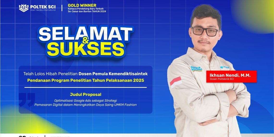 Dosen Poltek SCI Ikhsan Nendi, M.M. Raih Hibah Penelitian Dikti 2025