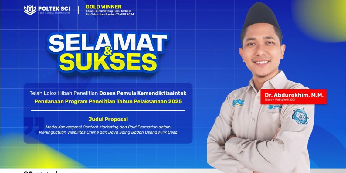 Dosen Poltek SCI Dr. Abdurokhim, M.M. Raih Hibah Penelitian Dikti 2025