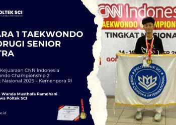Mahasiswa Poltek SCI Raih Juara 1 Taekwondo Kyorugi Senior Putra