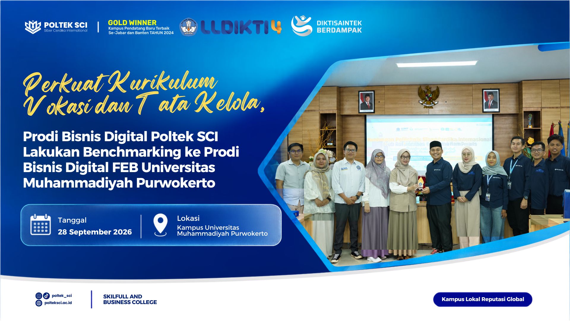 Perkuat Kurikulum Vokasi dan Tata Kelola, Prodi Bisnis Digital Poltek SCI Lakukan Benchmarking ke FEB Universitas Muhammadiyah Purwokerto