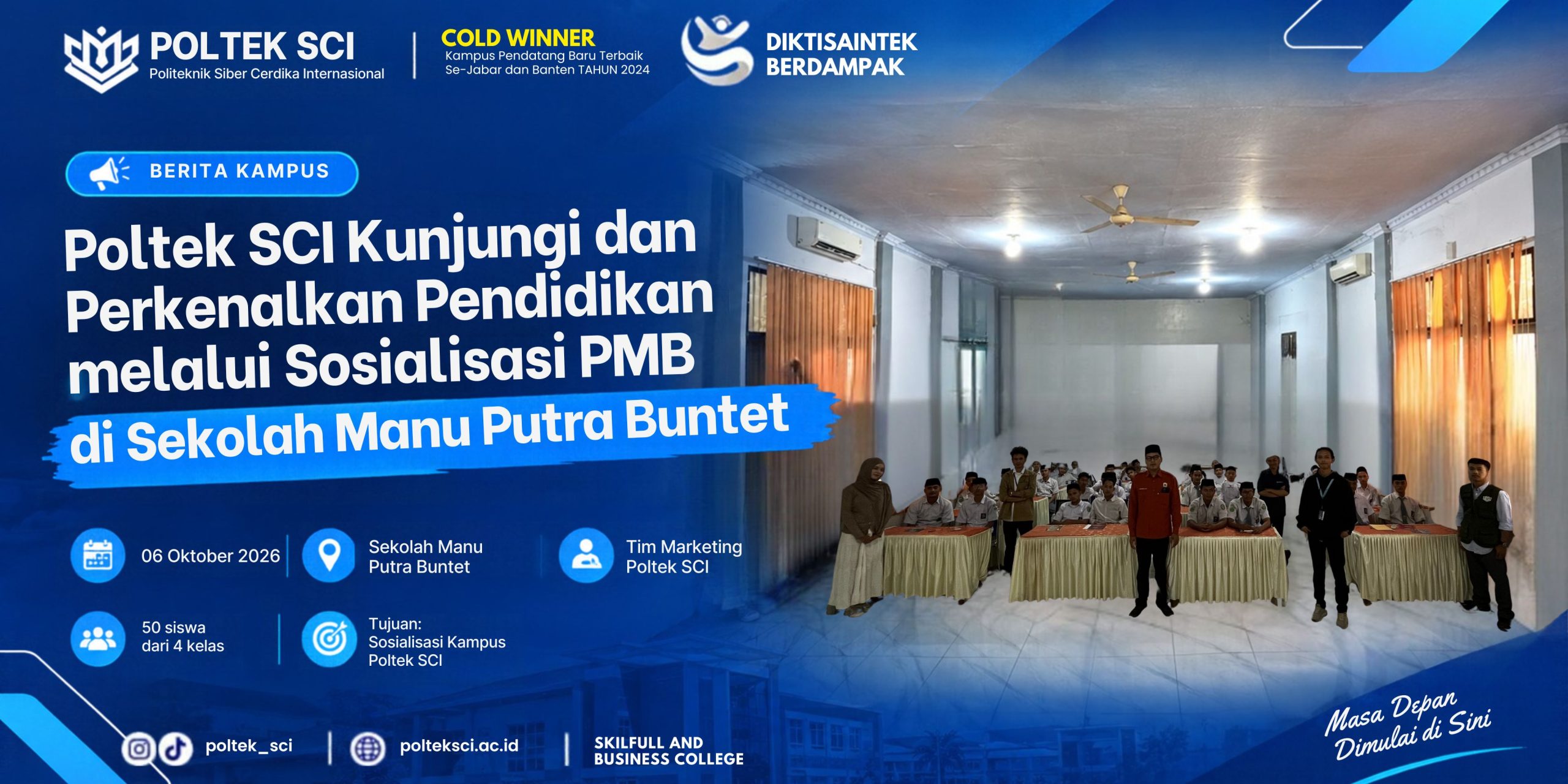 Poltek SCI Kunjungi Sekolah Manu Putra Buntet, Perkenalkan Pendidikan melalui Sosialisasi PMB